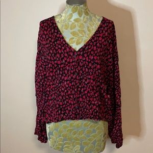 Nordstrom Floral Button-Up V-Neck Blouse